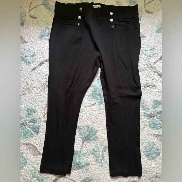 Cleo petites XXL NWOT black leggings silver buttons - Picture 1 of 7